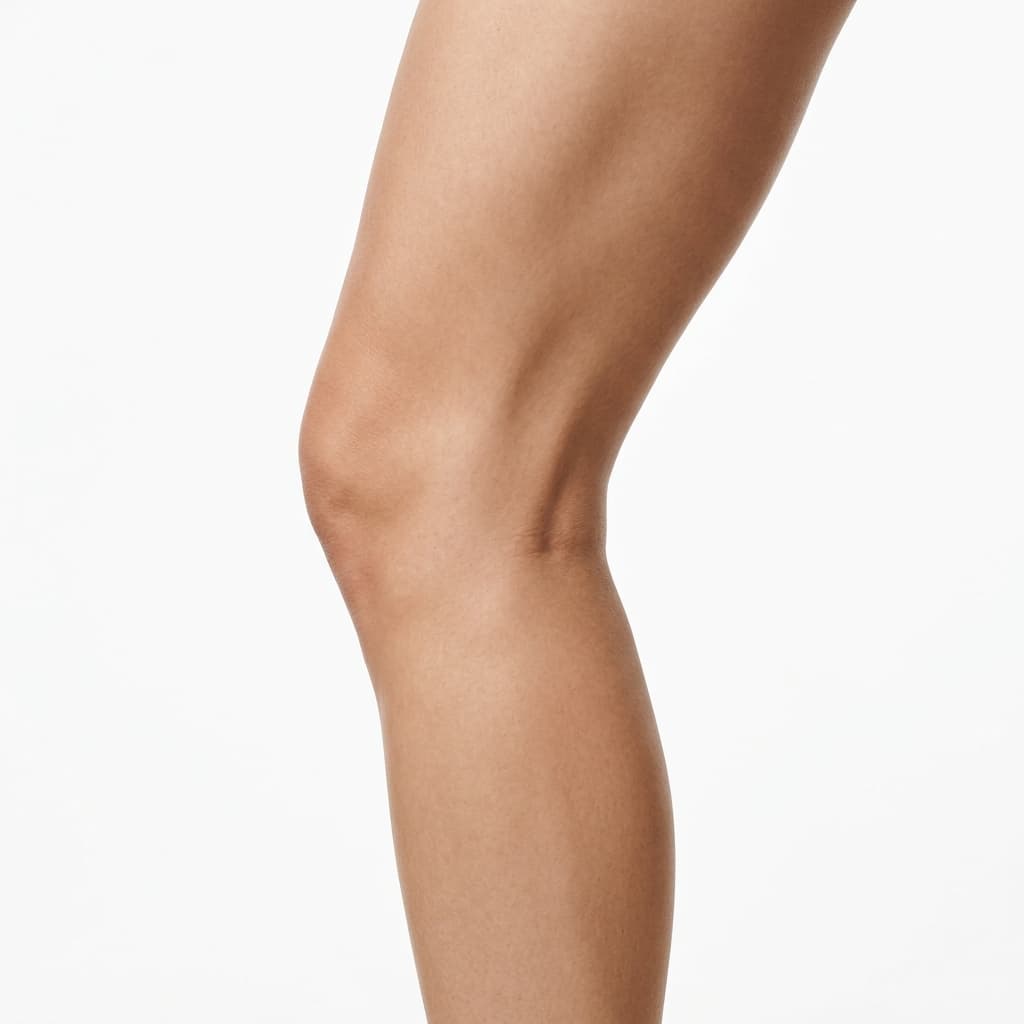 Photograph of human leg showing the Outer (Lateral) view of the knee